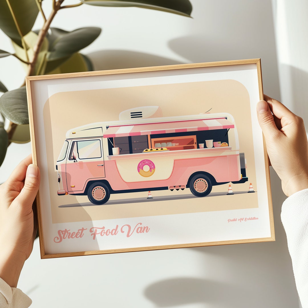 Street Food Van Landscape Print, Street Food Poster, Street Food
