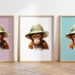 Cualquier color - Impresión de orangután bebé - Cartel de orangután - Impresión de animales bebés - Cartel de animales bebés - Arte infantil - Arte animal - Cualquier tamaño
