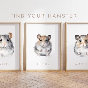 Any Colour - Grey Hamster - Grey Hamster poster - Custom text print - Personalised print - Pet Art - Watercolour Art