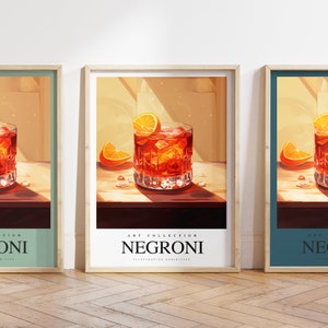 Elke kleur - Negroni Print - Negroni poster - Negroni cocktail Art - Keukenprint - Restaurantprint - Elke maat