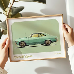 Chevrolet Nova landscape print, Chevrolet poster, Chevrolet wall art, Chevrolet painting,Chevrolet print in multiple sizes, Gift