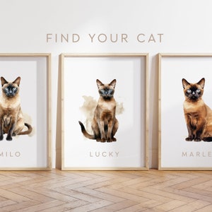 N'importe quelle couleur - chat birman - affiche de chat birman - impression de texte personnalisée - impression personnalisée - art animalier - art aquarelle