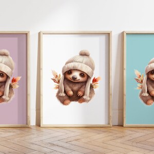 Qualsiasi colore - Stampa di bradipo per bambini - Poster di bradipo per bambini - Stampa di animali per bambini - Poster di animali per bambini - Arte dell'asilo nido - Arte degli animali - Qualsiasi dimensione
