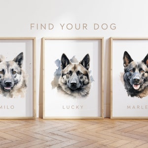Custom dog poster - Norwegian Elkhound poster - Norwegian Elkhound print - Norwegian Elkhound puppy watercolour - Personalise