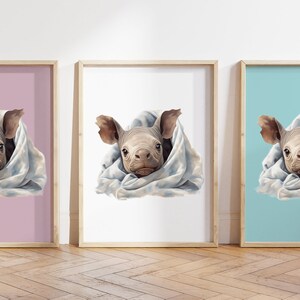 Cualquier color, Impresión de rinoceronte bebé, Póster de rinoceronte bebé, Impresión de animal bebé, Póster de animal bebé, Arte de guardería, Arte animal, Cualquier tamaño