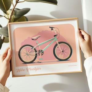 Haro Freestyler BMX Bike landscape print, BMX Bike poster, BMX Bike wall art, Bike painting, Bike print in multiple sizes, Gift