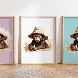 Cualquier color - Impresión de gorila bebé - Cartel de gorila bebé - Impresión de animales bebé - Cartel de animales bebé - Arte infantil - Arte animal - Cualquier tamaño
