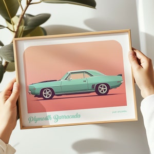 Plymouth Barracuda landscape print, Plymouth poster, Plymouth wall art, Plymouth painting, Plymouth print in multiple sizes, Gift