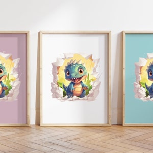 Cualquier color, Impresión de dinosaurio bebé, Póster de dinosaurio bebé, Impresión de animal bebé, Póster de animal bebé, Arte de guardería, Arte animal, Cualquier tamaño