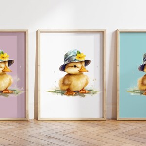Cualquier color, Impresión de patito con sombrero, Póster de patito, Impresión de animal bebé, Póster de animal bebé, Arte de guardería, Arte animal, Cualquier tamaño