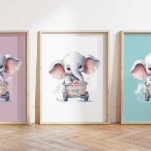 Cualquier color - Impresión de elefante bebé - Cartel de elefante bebé - Impresión de animales bebé - Cartel de animales bebé - Arte infantil - Arte animal - Cualquier tamaño