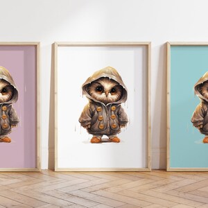 Qualsiasi colore - Stampa di gufi per bambini - Poster di gufi per bambini - Stampa di animali per bambini - Poster di animali per bambini - Arte della scuola materna - Arte degli animali - Qualsiasi dimensione