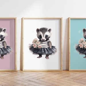 Cualquier color - Impresión de tejón bebé - Cartel de tutú de tejón bebé - Impresión de animales bebé - Cartel de animales bebé - Arte infantil - Arte animal - Cualquier tamaño