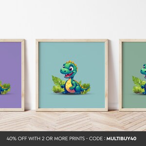 Cualquier color, Impresión de dinosaurio, Ilustraciones de dinosaurios, Póster infantil, Póster infantil, Colores personalizados
