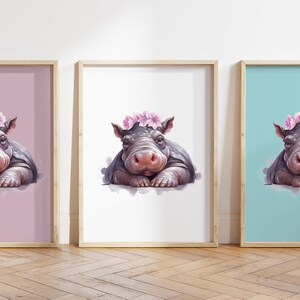 Cualquier color, Impresión de hipopótamo bebé, Póster de hipopótamo bebé, Impresión de animal bebé, Póster de animal bebé, Arte de guardería, Arte animal, Cualquier tamaño