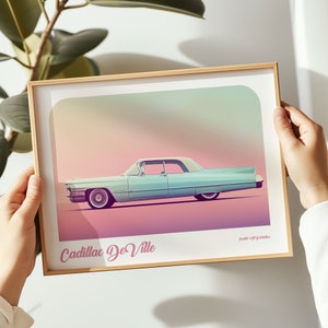 Cadillac DeVille landscape print, Cadillac poster, Cadillac wall art, Cadillac painting, Cadillac print in multiple sizes, Gift