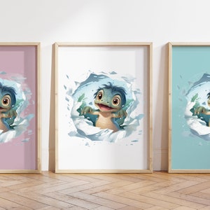 Cualquier color, Impresión de dinosaurio bebé, Póster de dinosaurio bebé, Impresión de animal bebé, Póster de animal bebé, Arte de guardería, Arte animal, Cualquier tamaño