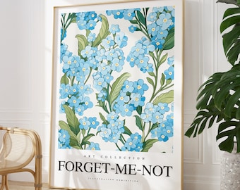 Any colour - Forget-Me-Not print - Forget-Me-Not Flowers poster - Forget-Me-Not Art - Vintage print - Any Size