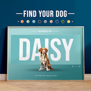Pôster de cachorro da Bretanha - Pôster de cachorro personalizado da Bretanha - impressão personalizada de cachorro - Impressão de texto personalizada - Impressão personalizada - Arte para animais de estimação