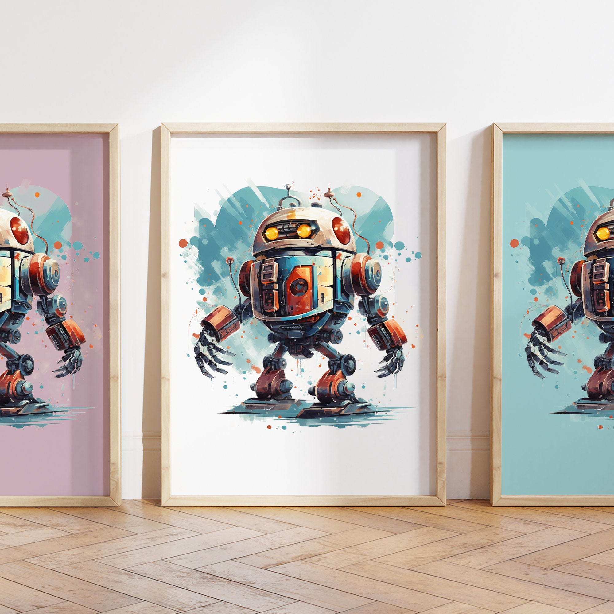 Any colour  - Space Robot Print - Space Robot poster - Robot Art - Kids Space Print -  Kids Space Poster - Kids Art -  Space Art - Any Size