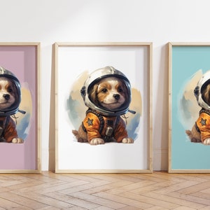 Any colour  - Space Dog Print - Space Dog Poster - Animals in Space Art - Dog Art -  Kids Space Poster - Kids Art -  Space Art - Any Size