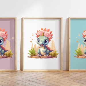 Cualquier color, Impresión de dinosaurio bebé, Póster de dinosaurio bebé, Impresión de animal bebé, Póster de animal bebé, Arte de guardería, Arte animal, Cualquier tamaño