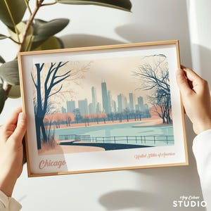AnyColour - Chicago, USA landscape print, Chicago poster, Chicago wall art, Travel poster