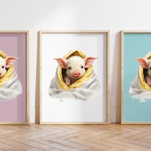 Cualquier color - Lechón en manta impresión - Cartel de lechón - Impresión de animales bebés - Cartel de animales bebés - Arte infantil - Arte animal - Cualquier tamaño