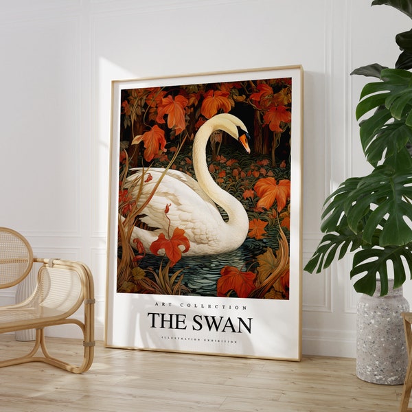 Any colour  - The Swan Print -  Swan poster - Swan Art -  Swan print - Any Size