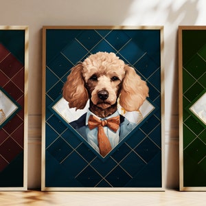 Any Colour - Poodle in suit poster - Poodle Dog poster - Personalised print - Pet Art