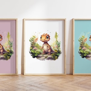 Cualquier color - Impresión de dinosaurio bebé - Cartel de dinosaurio bebé - Impresión de animales bebé - Cartel de animales bebé - Arte infantil - Arte animal - Cualquier tamaño