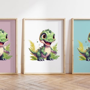 Cualquier color, Impresión de dinosaurio bebé, Póster de dinosaurio bebé, Impresión de animal bebé, Póster de animal bebé, Arte de guardería, Arte animal, Cualquier tamaño