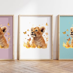 Cualquier color - Baby Lion Cub Print - Cartel de mariposas - Baby Animal Print - Baby Animal Poster - Nursery Art - Animal Art - Cualquier tamaño