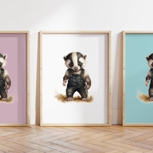 Qualsiasi colore - Stampa di tasso del bambino - Poster di tasso del bambino - Stampa di animali per bambini - Poster di animali per bambini - Arte della scuola materna - Arte degli animali - Qualsiasi dimensione