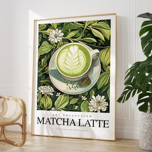 Jede Farbe - Matcha Latte Tee Druck - Teegetränk Poster - Teekunst - Küchendruck - Restaurantdruck - Jede Größe
