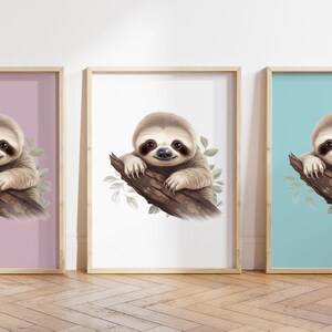 Qualsiasi colore - Stampa di bradipo per bambini - Poster di bradipo per bambini - Stampa di animali per bambini - Poster di animali per bambini - Arte dell'asilo nido - Arte degli animali - Qualsiasi dimensione