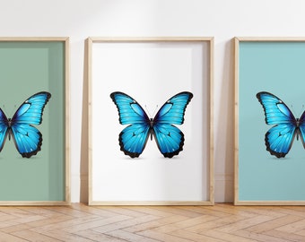 Any colour  - Blue Morpho Butterfly Print - Blue Morpho Butterfly poster - Blue Morpho Butterfly Art - Butterfly print - Any Size