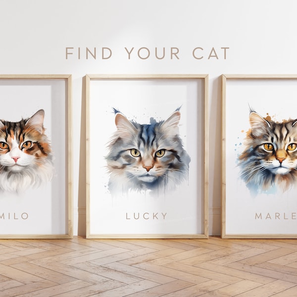 Custom cat poster - Ragamuffin poster - Ragamuffin cat print - Ragamuffin kitten - Personalise cat name - Cat gift