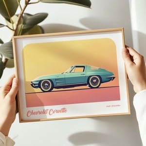 Chevrolet Corvette landscape print, Chevrolet poster, Chevrolet wall art, Chevrolet painting,Chevrolet print in multiple sizes, Gift