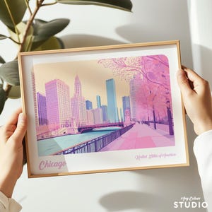 AnyColour - Chicago, USA landscape print, Chicago poster, Chicago wall art, Travel poster