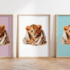 Cualquier color, Impresión de cachorro de león bebé, Póster de cachorro de león bebé, Impresión de animal bebé, Póster de animal bebé, Arte de guardería, Arte animal, Cualquier tamaño