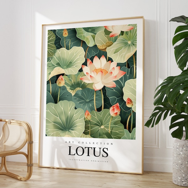 N'importe quelle couleur - impression de fleurs de lotus - affiche de lotus - art du lotus - impression vintage - n'importe quelle taille