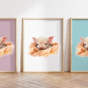 Cualquier color - Impresión de lechón bebé - Cartel de lechón bebé - Impresión de animales bebé - Cartel de animales bebé - Arte infantil - Arte animal - Cualquier tamaño