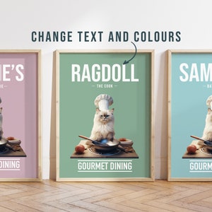 N'importe quelle couleur - Poster Chat Ragdoll dans la cuisine - Poster Chat Ragdoll - Impression de texte personnalisée Chat Ragdoll - Impression personnalisée - Art pour animaux de compagnie