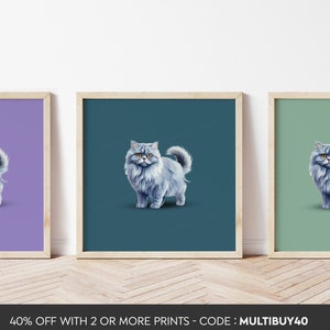 N'importe quelle couleur - poster chat bleu persan - impression chat bleu persan - impression chat bleu persan - art chat - n'importe quelle taille