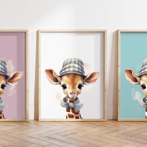 Cualquier color, Impresión de jirafa bebé, Póster de jirafa bebé, Impresión de animal bebé, Póster de animal bebé, Arte de guardería, Arte animal, Cualquier tamaño