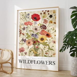 Qualsiasi colore - Stampa di fiori di campo in vaso - Poster di fiori di campo - Arte di fiori di campo - Stampa vintage - Qualsiasi dimensione