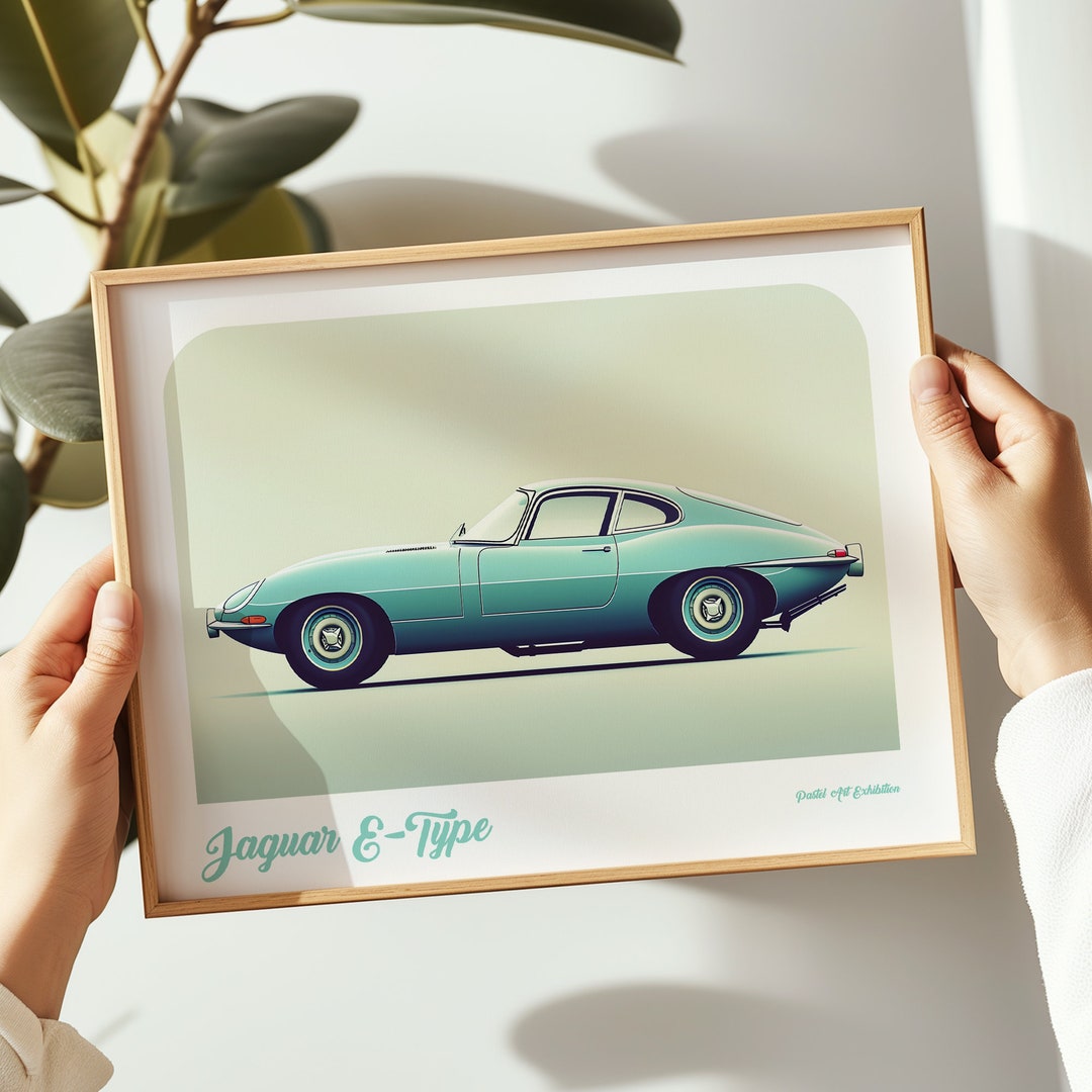 Impression Sur Toile Jaguar E Type Shabby Chic - Décoration Murale Moderne, Marron, Neuf
