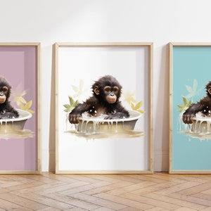 Qualsiasi colore - Stampa Baby Gorilla - Poster Baby Gorilla - Stampa animali per bambini - Poster animali per bambini - Arte dell'asilo nido - Arte degli animali - Qualsiasi dimensione