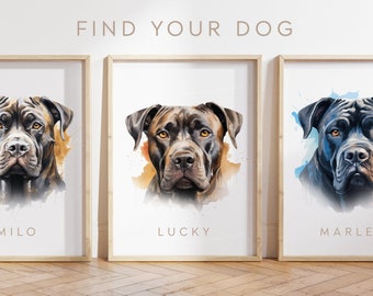 Custom dog poster - Cane Corso poster - Cane Corso dog print - Cane Corso puppy watercolour - Pet portraits